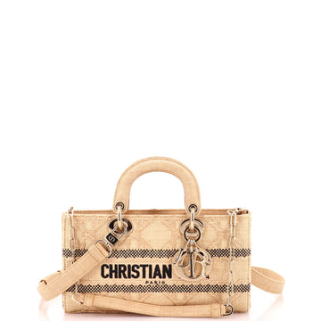 Christian Dior Lady D-Joy Bag Cannage Embroidered Raffia Medium