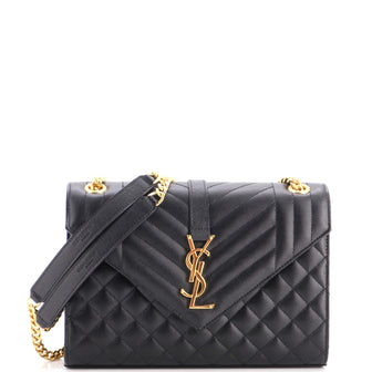 Saint Laurent Classic Monogram Envelope Satchel Mixed Matelasse Leather Medium