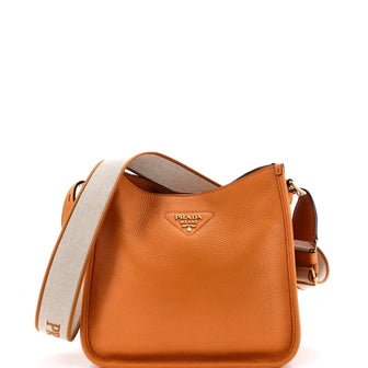 Prada Logo Strap Crossbody Bag Vitello Daino Medium