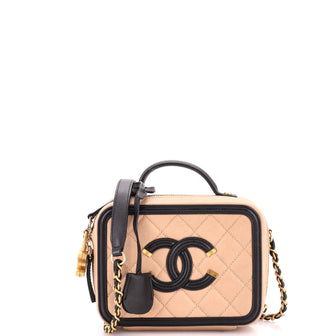Chanel Filigree Vanity Case Quilted Caviar Small