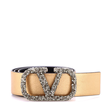 Valentino Garavani VLogo Belt Leather with Crystals Wide