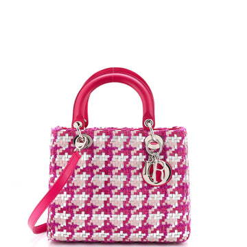 Christian Dior Lady Dior Bag Woven Leather with Tweed Medium