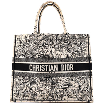 Christian Dior Book Tote Embroidered Canvas Large