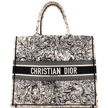 Christian Dior Book Tote Embroidered Canvas Large