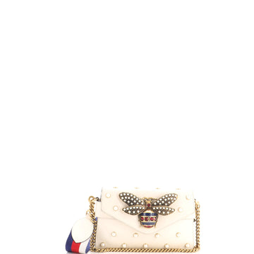 Gucci Broadway Pearly Bee Shoulder Bag Embellished Leather Mini