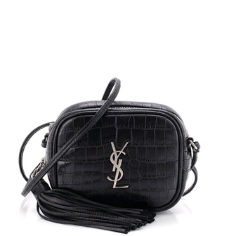 Saint Laurent Classic Monogram Blogger Crossbody Bag Crocodile Embossed Leather Small