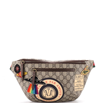 Gucci Courrier Zip Belt Bag GG Coated Canvas with Applique