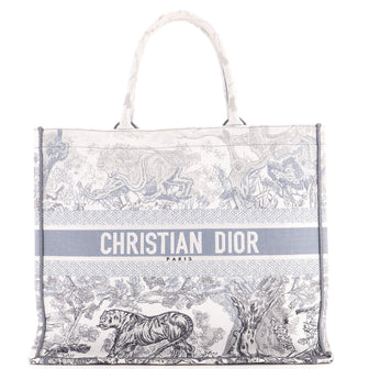 Christian Dior Book Tote Embroidered Canvas Large
