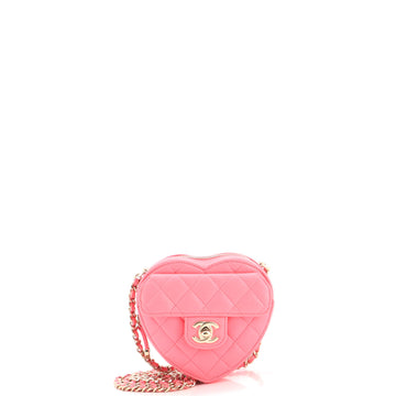 Chanel CC in Love Heart Clutch with Chain Quilted Lambskin