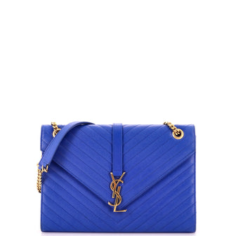Saint Laurent Classic Monogram Envelope Satchel Matelasse Chevron Leather Large