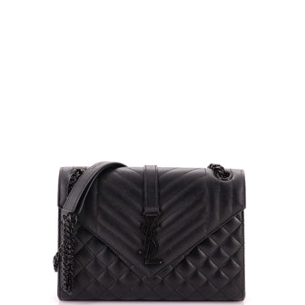 Saint Laurent Classic Monogram Envelope Satchel Mixed Matelasse Leather Medium
