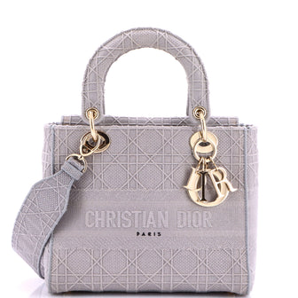 Christian Dior Lady D-Lite Bag Cannage Embroidered Canvas Medium
