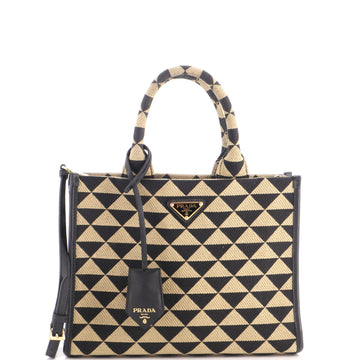 Prada Symbole Shopper Tote Jacquard Small