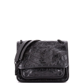 Saint Laurent Niki Chain Flap Bag Matelasse Chevron Leather Baby