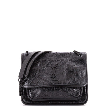 Saint Laurent Niki Chain Flap Bag Matelasse Chevron Leather Baby