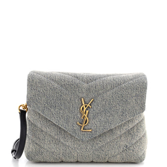 Saint Laurent Loulou Shoulder Bag Matelasse Chevron Denim Toy