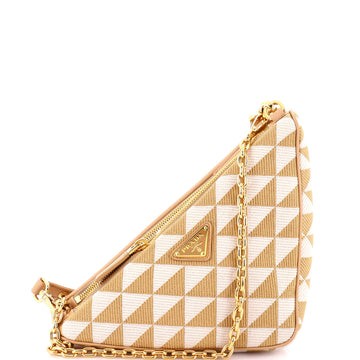Prada Double Symbole Triangle Bag Leather and Jacquard Mini