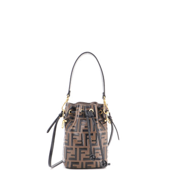 Fendi Mon Tresor Bucket Bag Zucca Embossed Leather Mini