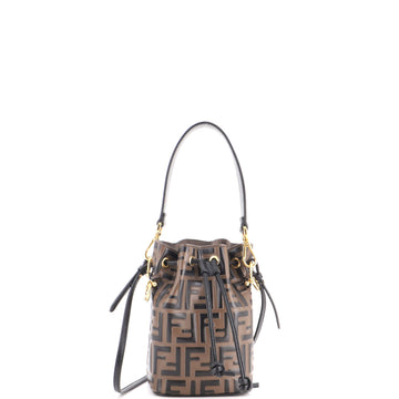 Fendi Mon Tresor Bucket Bag Zucca Embossed Leather Mini