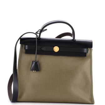 Hermes Herbag Zip Berline Vache Canvas and Leather 31