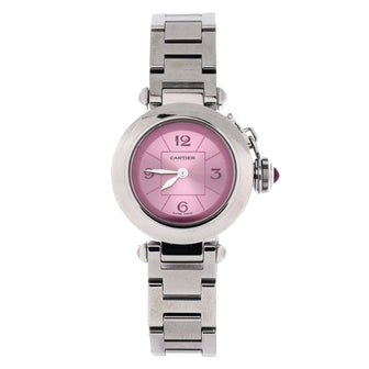 Cartier Miss Pasha Pink Dial Quartz Watch Stainless Steel 27