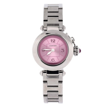 Cartier Miss Pasha Pink Dial Quartz Watch Stainless Steel 27