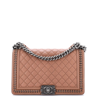 Chanel Chain Handle Boy Flap Bag Quilted Calfskin New Medium