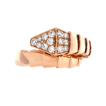 Bvlgari Serpenti Viper One-Coil Ring 18K Rose Gold with Diamonds Wide