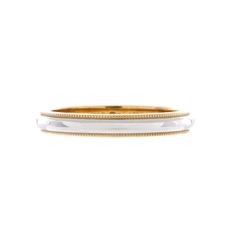 Tiffany & Co. Two-Tone Milgrain Wedding Band Ring Platinum and 18K Yellow Gold Narrow