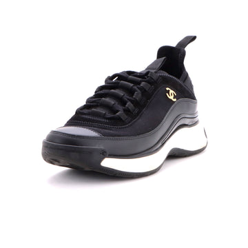 Chanel Women's CC Cap Toe Logo Sneakers Suede and Mixed Fibers