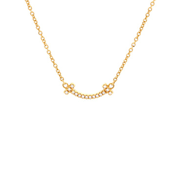 Tiffany & Co. T Smile Pendant Necklace 18K Yellow Gold with Diamonds Mini