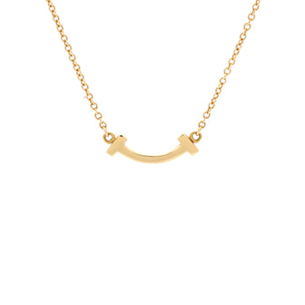 Tiffany & Co. T Smile Pendant Necklace 18K Yellow Gold Mini