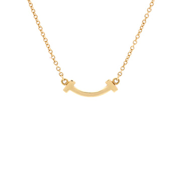 Tiffany & Co. T Smile Pendant Necklace 18K Yellow Gold Mini