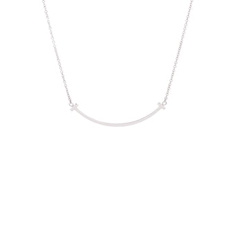 Tiffany & Co. T Smile Pendant Necklace 18K White Gold Small