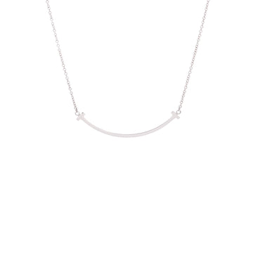 Tiffany & Co. T Smile Pendant Necklace 18K White Gold Small