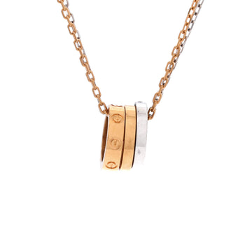 Cartier Love 3 Ring Pendant Necklace 18K Rose Gold and 18K White Gold with 6 Diamonds