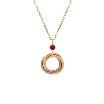 Cartier Trinity Pendant Necklace 18K Tricolor Gold and Ruby