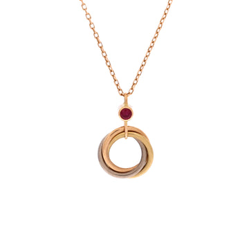 Cartier Trinity Pendant Necklace 18K Tricolor Gold and Ruby