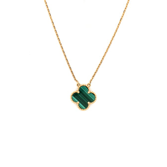Van Cleef & Arpels Vintage Alhambra Pendant Necklace 18K Yellow Gold and Malachite
