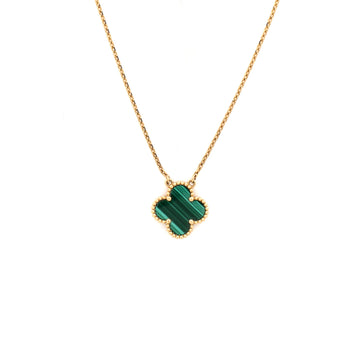 Van Cleef & Arpels Vintage Alhambra Pendant Necklace 18K Yellow Gold and Malachite
