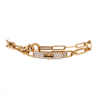 Hermes Kelly Chaine Double Tour Convertible Bracelet 18K Yellow Gold and Pave Diamonds Small