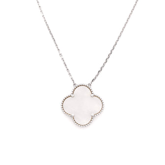 Van Cleef & Arpels Magic Alhambra Pendant Necklace 18K White Gold and Mother of Pearl