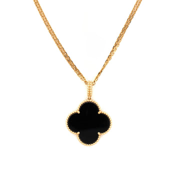 Van Cleef & Arpels Magic Alhambra Pendant Long Necklace 18K Yellow Gold and Onyx