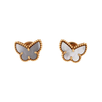 Van Cleef & Arpels Sweet Alhambra Butterfly Stud Earrings 18K Yellow Gold and Mother of Pearl
