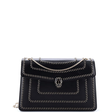 Bvlgari Serpenti Forever Shoulder Bag Embellished Leather Medium