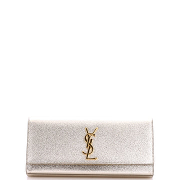 Saint Laurent Classic Monogram Clutch Metallic Calfskin Long