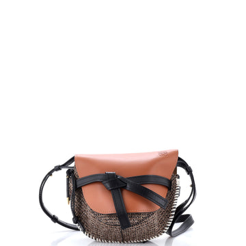 Loewe Gate Shoulder Bag Leather with Tweed Small