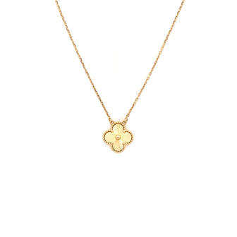 Van Cleef & Arpels Vintage Alhambra Pendant Necklace Guilloche 18K Yellow Gold