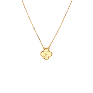 Van Cleef & Arpels Vintage Alhambra Pendant Necklace Guilloche 18K Yellow Gold