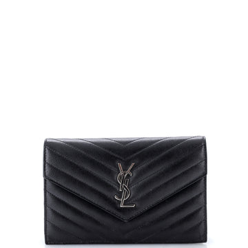 Saint Laurent Classic Monogram Wallet on Chain Matelasse Chevron Leather Small